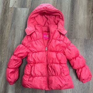 Pink Platinum Girls Pink tone on tone leopard Hooded Puffer Jacket Size 5/6